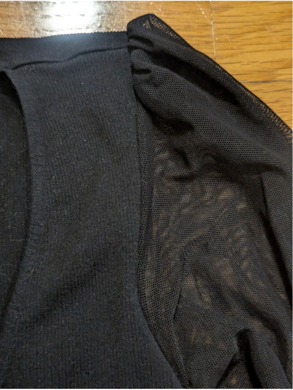 Free People Intimately Black Mesh Balloon Sleeve Top Medium M/L - Picture 6 of 10